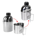 Goetland Stainless Steel Wwii Us Military Canteen Kit 1.2Qt With 0.6Qt Cup Nylon Cover G.I.