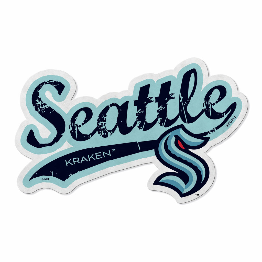 Rico Industries Nhl Seattle Kraken Distressed Shape Cut Pennant - Home And Living Room D  Cor - Soft Felt Ez To Hang