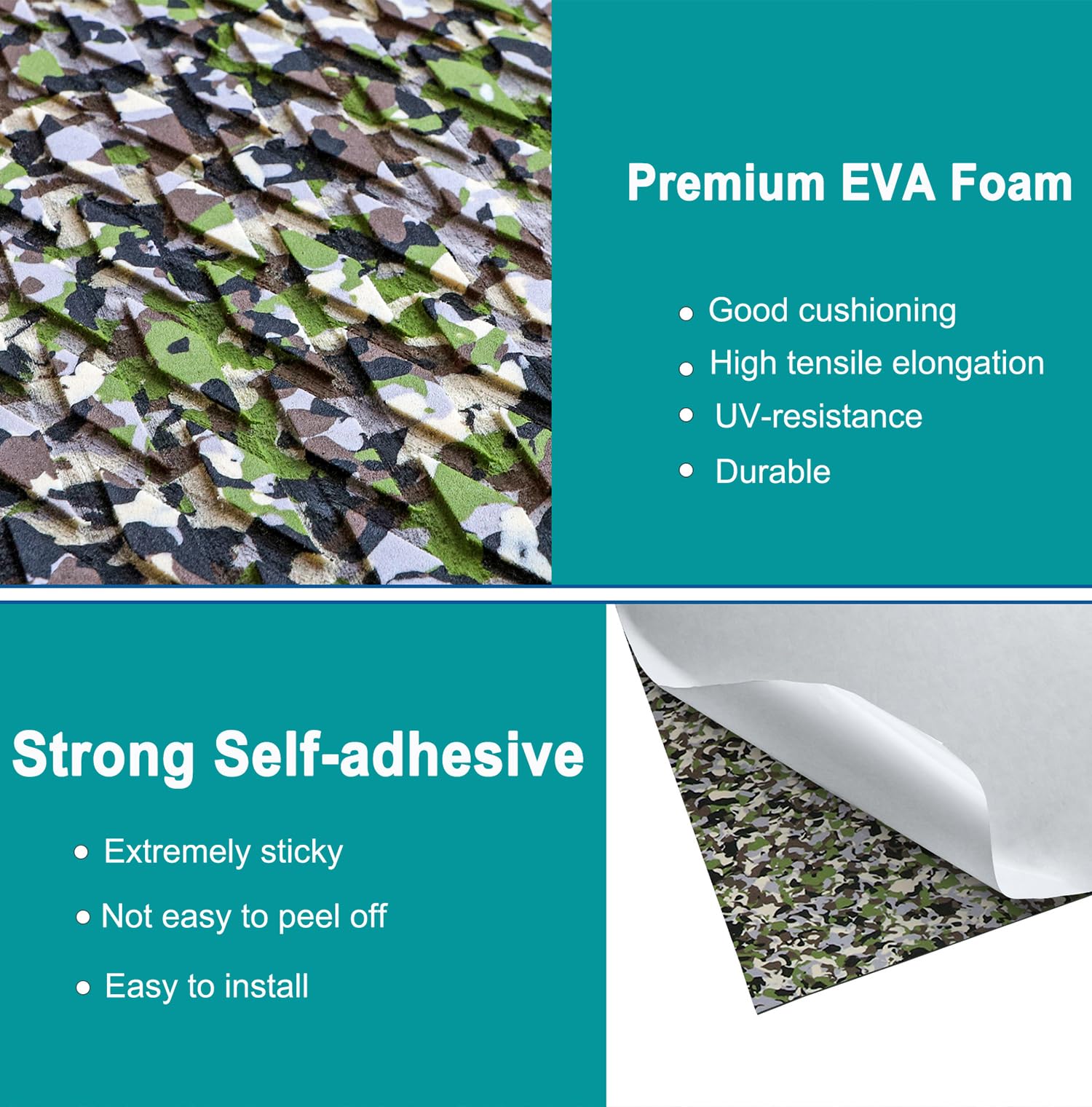 Hjdeck Boat Flooring Camo Eva Foam Boat Decking Self Adhesive Non Slip Deck Grip Mat Surfboard Traction Pad Marine Carpet For Bo