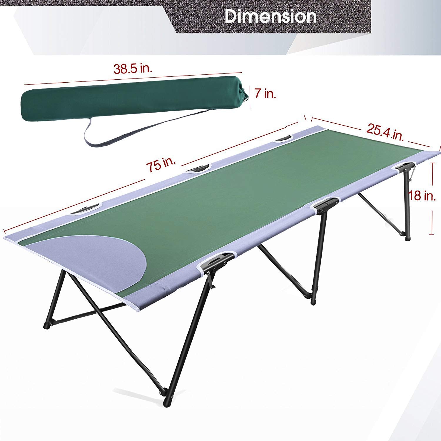 Portal Portable Adults Outdoor Bed Camp Cots For Sleeping With Carry Bag For Home, Travel, Office, Beach, Support Up To 300Lbs,