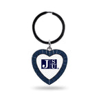 Rico Industries Ncaa Jackson State Tigers Ncaa Rhinestone Heart Colored Keychain, Navy, 3-Inches In Length