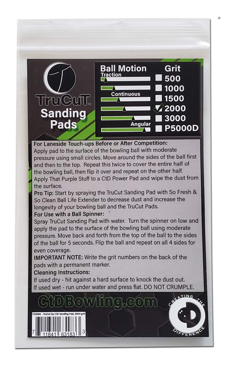 Trucut Sanding Pad  2000 Grit  5'' Diameter  Sanding Pads Made For Bowling Balls  Bowling Ball Resurfacing Pads  Surface Managem