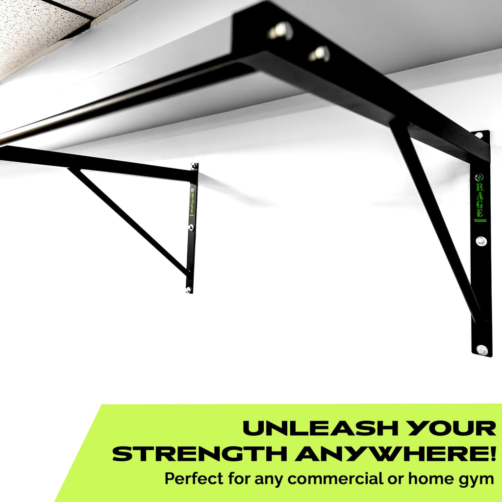 Rage Fitness Heavy-Duty Wall Mounted Pull Up Bar - 500 lbs Weight Capacity | Maintain Upper Body Strength & Core Stability | Spa