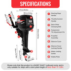 Bjtdllx Outboard Boat Motors, 2 Stroke 18Hp Outboard Motor Boat Motor, 246Cc Heavy Duty Fishing Boat Engine Marine Engine With C