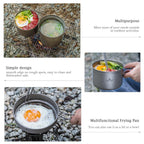Usharedo Camping Pot Bowl Frying Pan Mess Kit Titanium Pot Pan Set With Folding Handle Outdoor Cookware Ti1585B