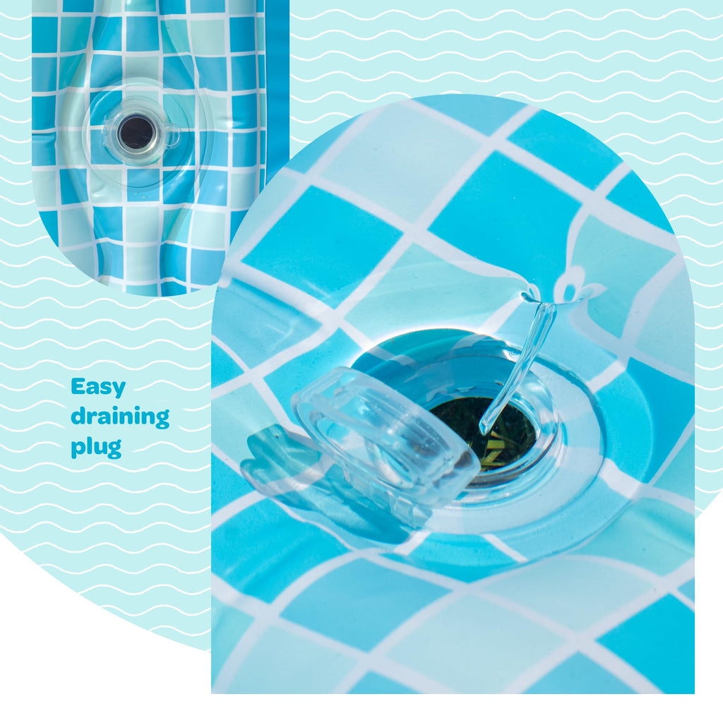 Inflatable Swimming Pool For Kids With Comfortable Padded Soft Floor, Convenient Handles, And Drain - 90''X60''X19'' (7.5'X5') -