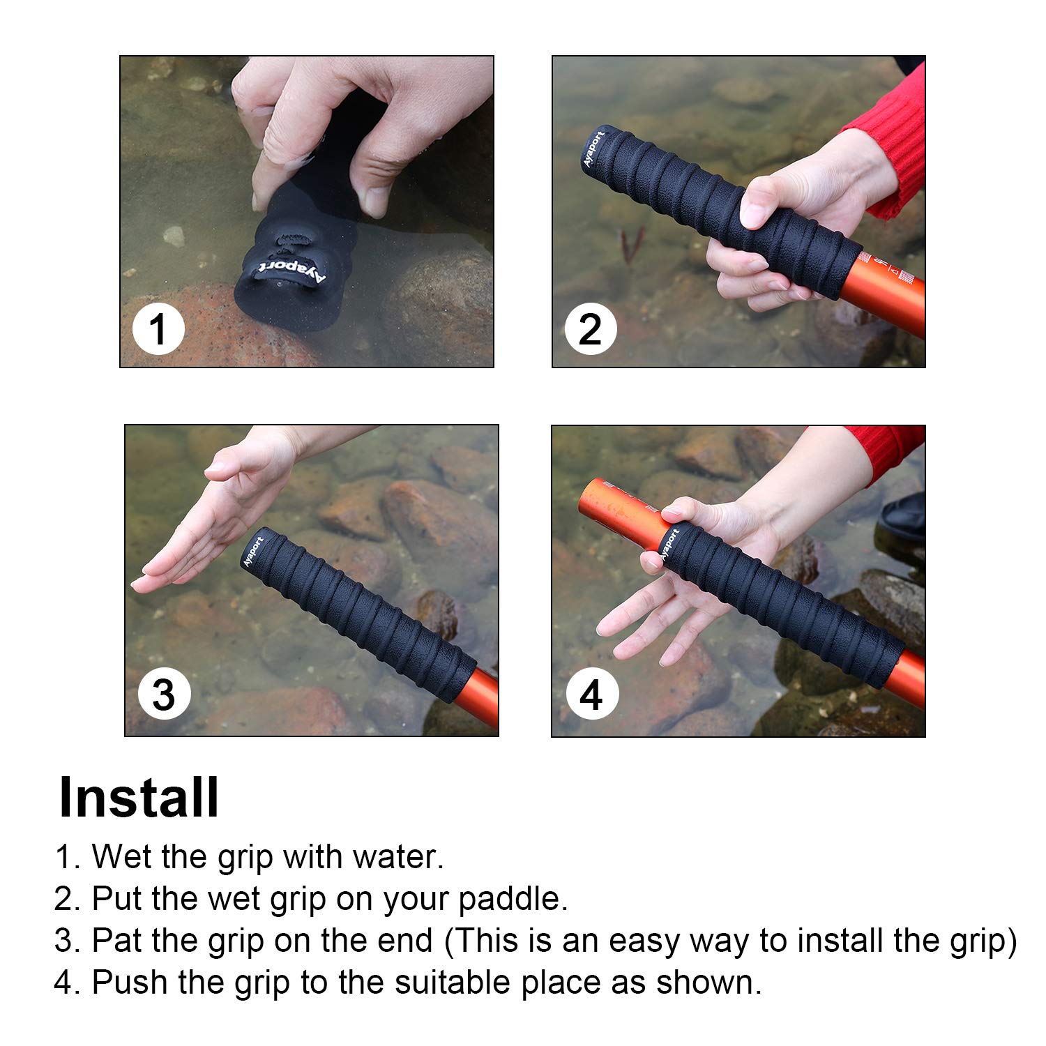 Ayaport Kayak Paddle Grips Non-Slip Silicone Wraps Blister Prevention Kayaking Accessories For Take-Apart Paddles (Blue)