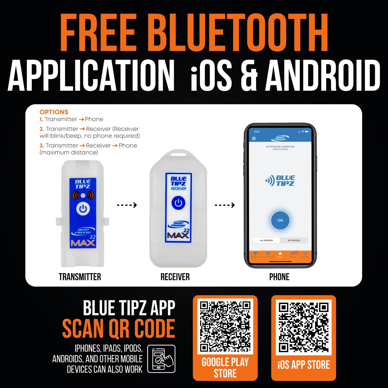 Deep Freeze Bluetipz Tip-Up Ice Fishing Alarm - Bluetooth Reciever - Bite Alarm - Ice Fishing Tip-Up Light - Ice Fishing Gear &