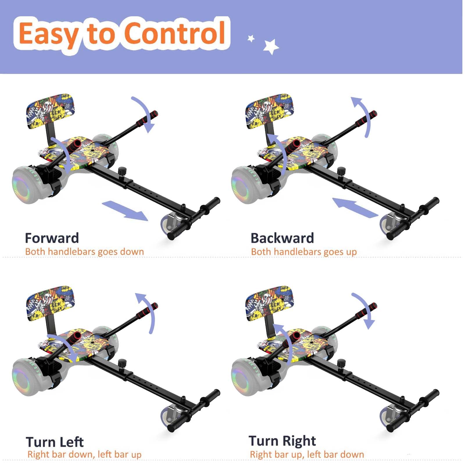 Uni-Sun Self Balancing Scooter Seat Attachment, Adjustable Kart Accessories, Self Balancing Scooter Go Kart Attachments, Compati