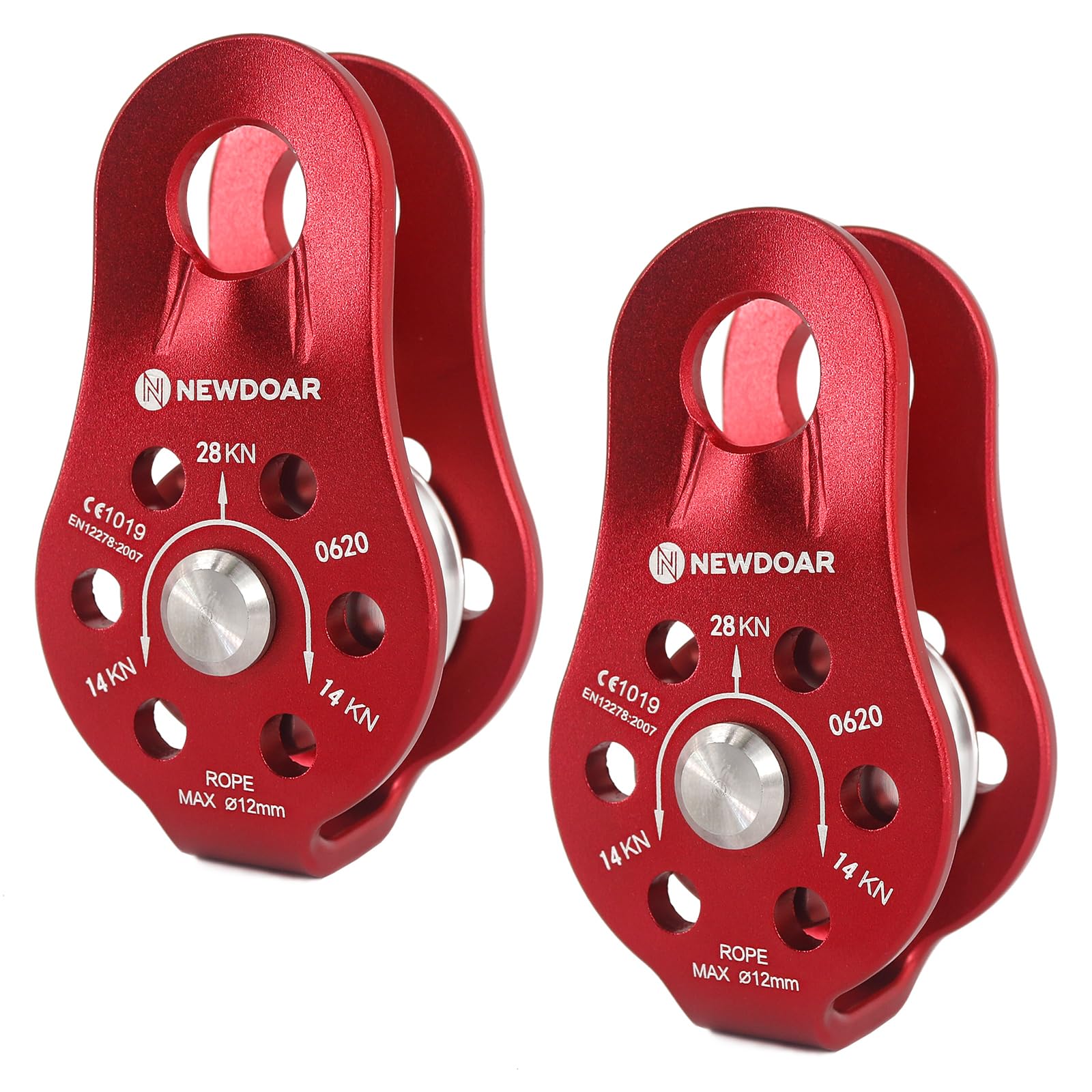 Newdoar Fixed Plate Micro Pulley,28Kn Ce Certified General Purpose Small Aluminum Rope Pulleys For Climbing/Aloft Work/Rappellin