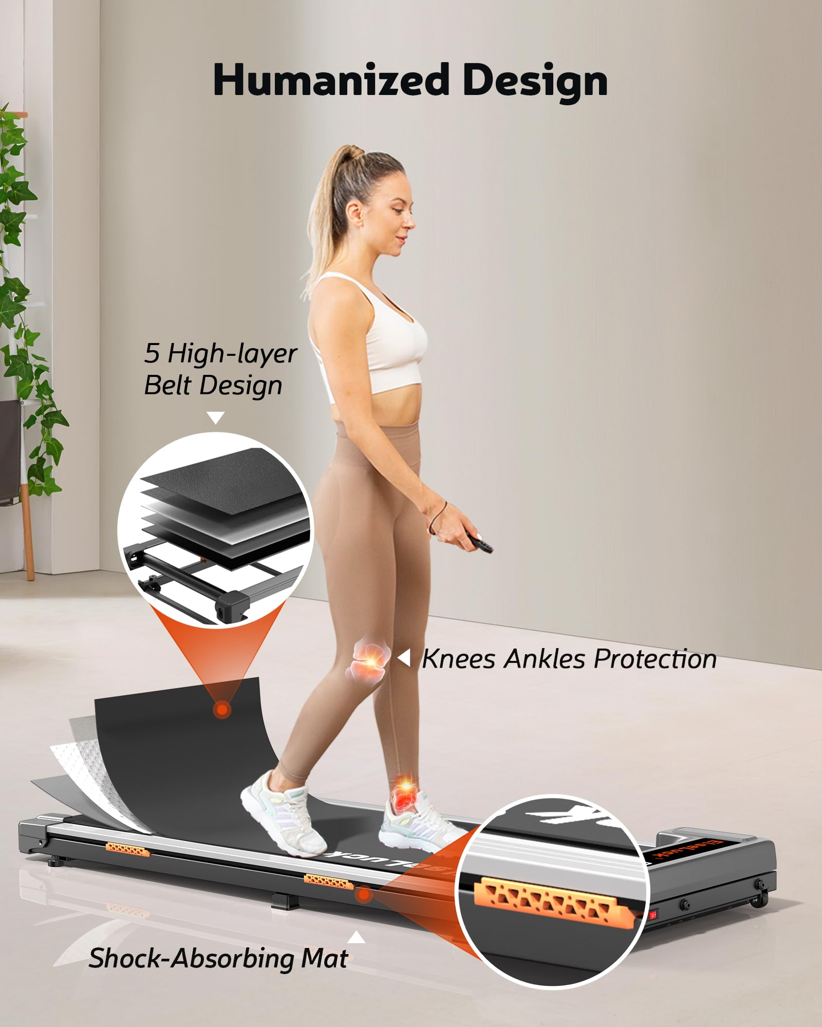 Walking Pad Treadmill, Under Desk Treadmill For Home And Office With Remote Control, Portable 2.5 Hp Walking Jogging Running Mac