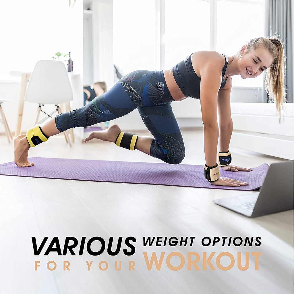 Yes4All Wrist & Ankle Weights Pair 1Lb -10Lbs For Women, Men, Kids Adjustable Strap - Walking, Jogging, Pilates, Gym Fitness Wor