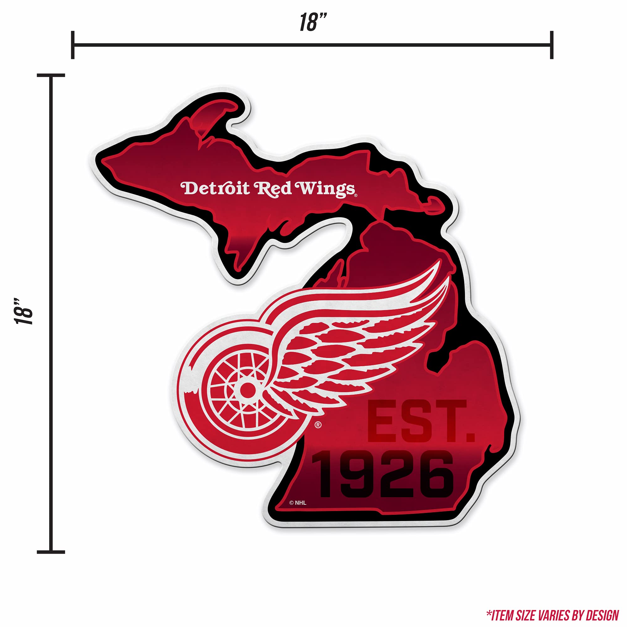 Rico Industries Nhl Detroit Red Wings State Shape Shape Cut Pennant - Home And Living Room D  Cor - Soft Felt Ez To Hang