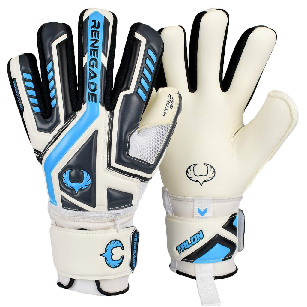 Renegade Gk Talon Cryo Goalie Gloves With Pro-Tek Fingersaves | 3.5+3Mm Hyper Grip & 4Mm Duratek | White, Gray, Blue Soccer Goal
