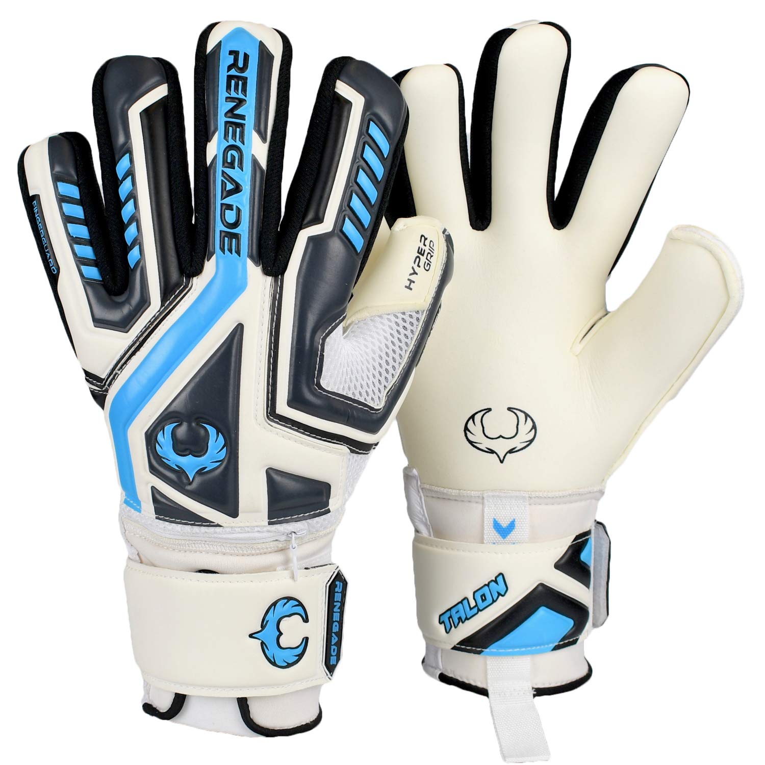 Renegade Gk Talon Cryo Goalie Gloves With Pro-Tek Fingersaves | 3.5+3Mm Hyper Grip & 4Mm Duratek | White, Gray, Blue Soccer Goal