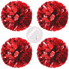 Puzine 4Pack 13'' Cheerleading Pom Poms With New Handle For Team Spirit Sports Dance Cheering Kids Adults 100G (4 Pack Red)