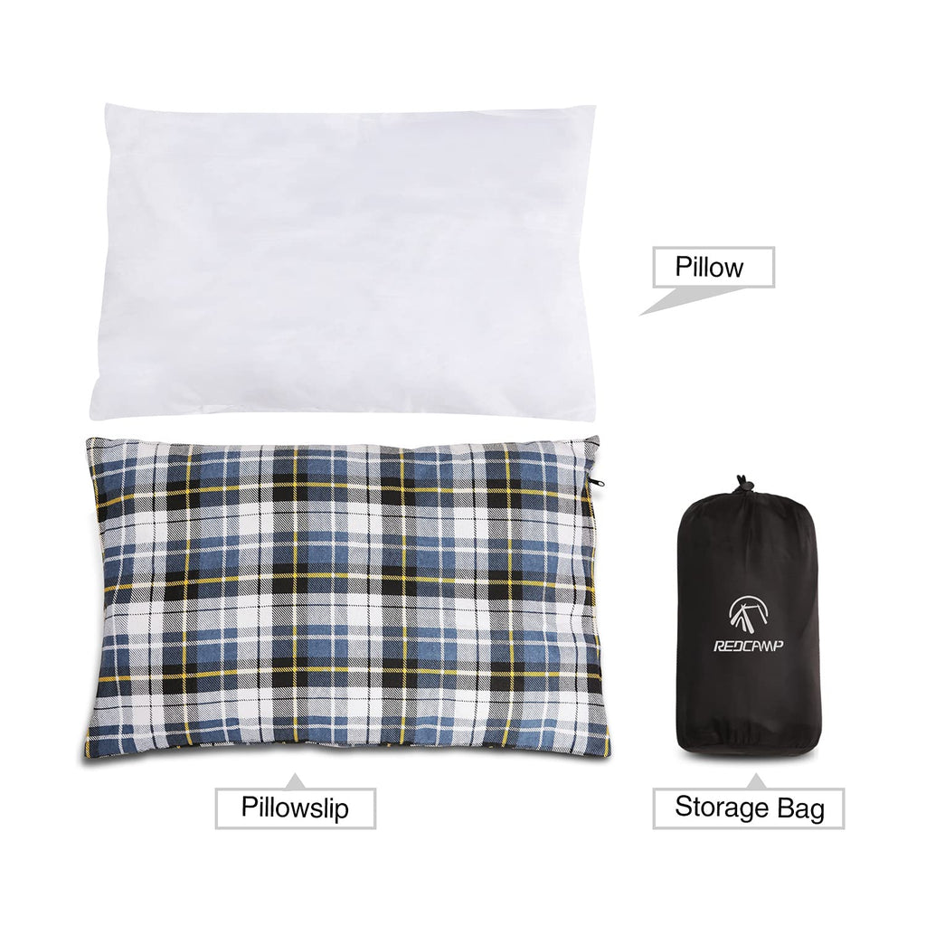 Redcamp Outdoor Camping Pillow Lightweight, Flannel Travel Pillow Cases, Removable Pillow Cover