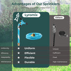 Lyromix Trampoline Accessories Kit, Trampoline Sprinkler, 50FT Solar Lights and Stakes, Non-Damaging to Net, Features 8 Light Mo