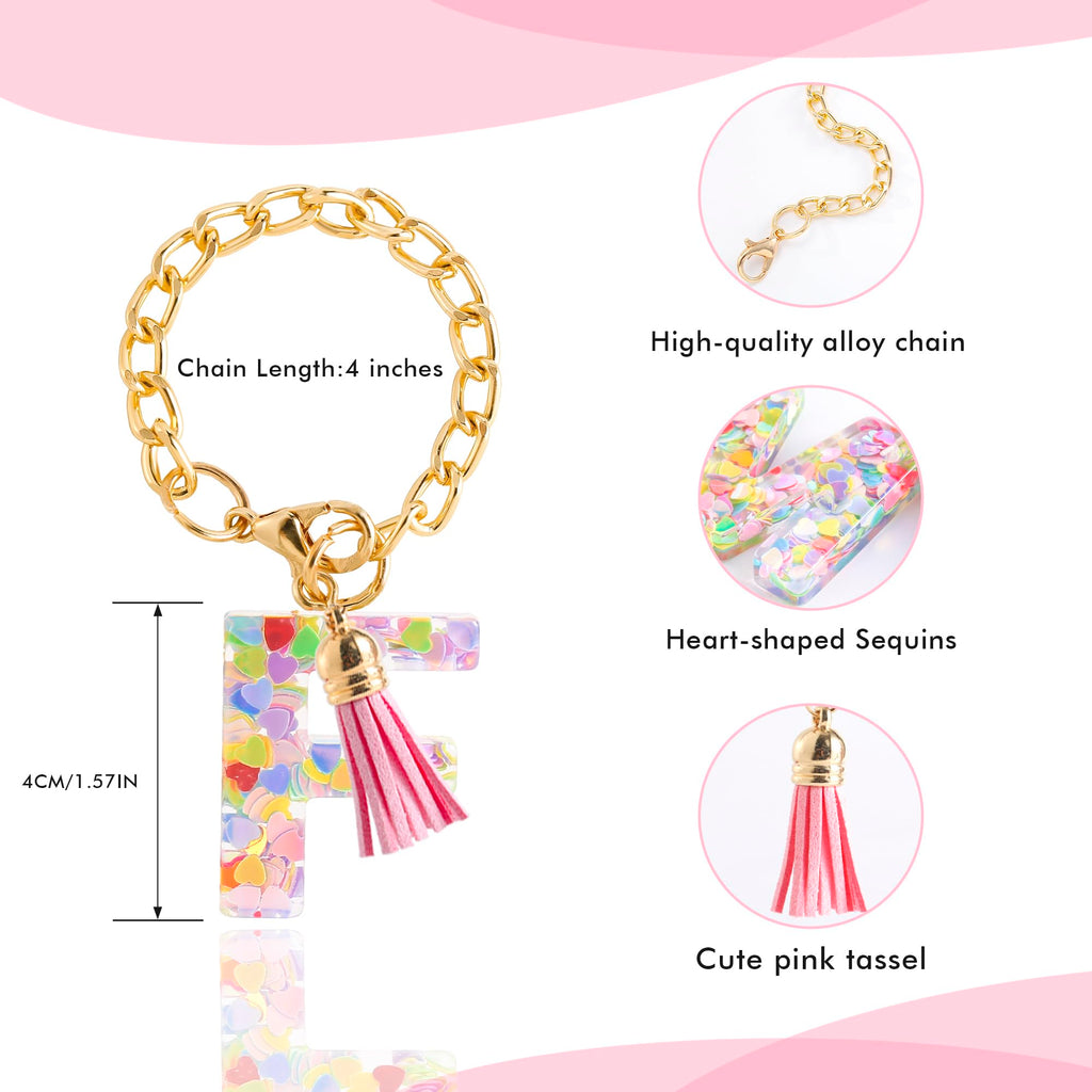 Letter Charm Accessories for Stanley Cup 1 PCS Cute Initial Keychain Handle Charm for Stanley Tumbler for Women Pink Letter F