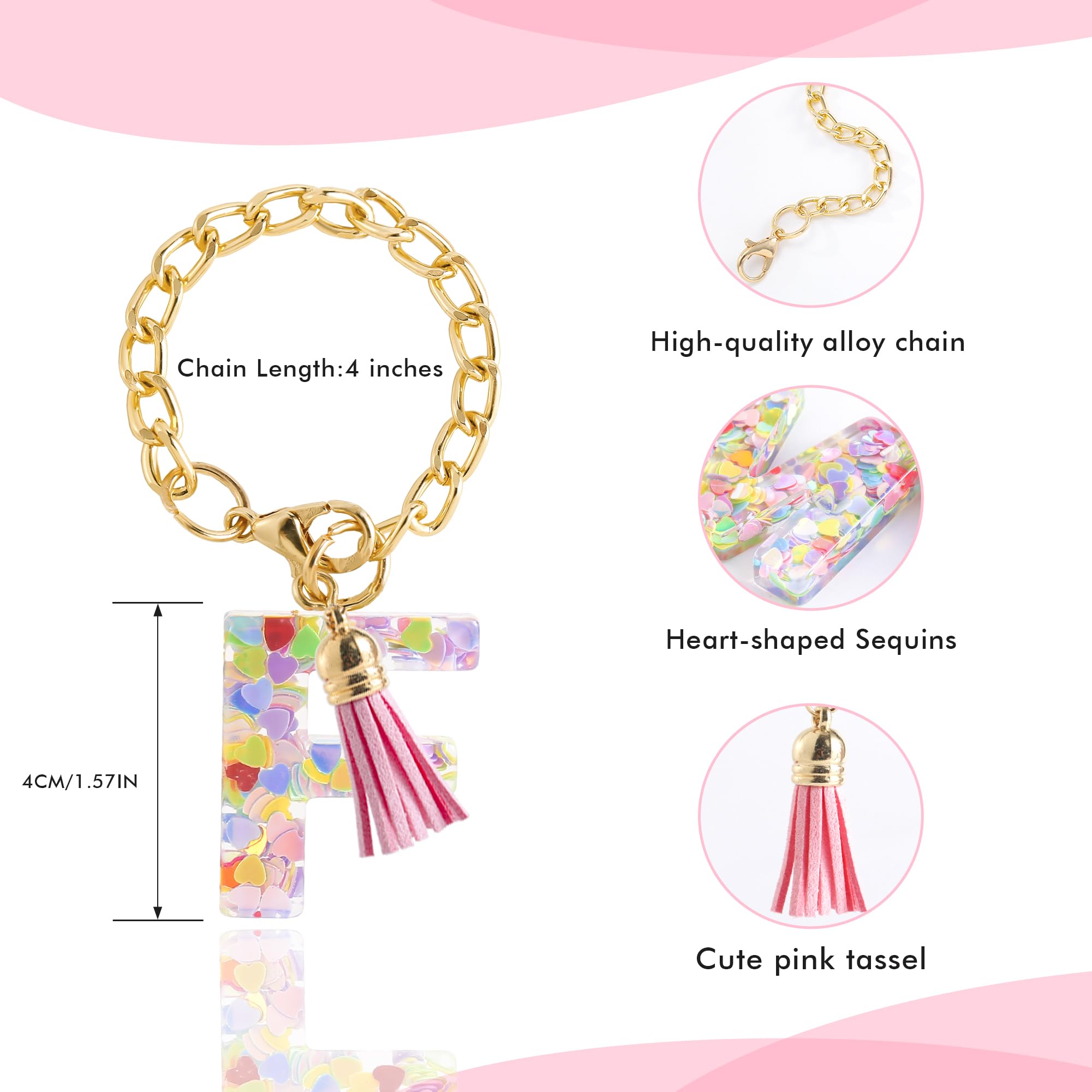 Letter Charm Accessories for Stanley Cup 1 PCS Cute Initial Keychain Handle Charm for Stanley Tumbler for Women Pink Letter F