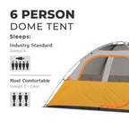 Core Tent 6 Person For Outdoor Family, Hiking, And Backpacking | Portable Dome Camp Tent With Storage Pockets For Camping Access