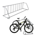 Single Side 9 Bike Floor Rack 110 Inch Length Freestanding Bicycle Parking Stand In Ground Grid Design for Garages Streets Yards