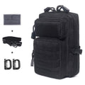 Tactical Molle Pouch Compact EDC Tool Pouch Bag Mini Utility Pouch with US Flag Patch, Shoulder Strap & Two D-Rings (Black)