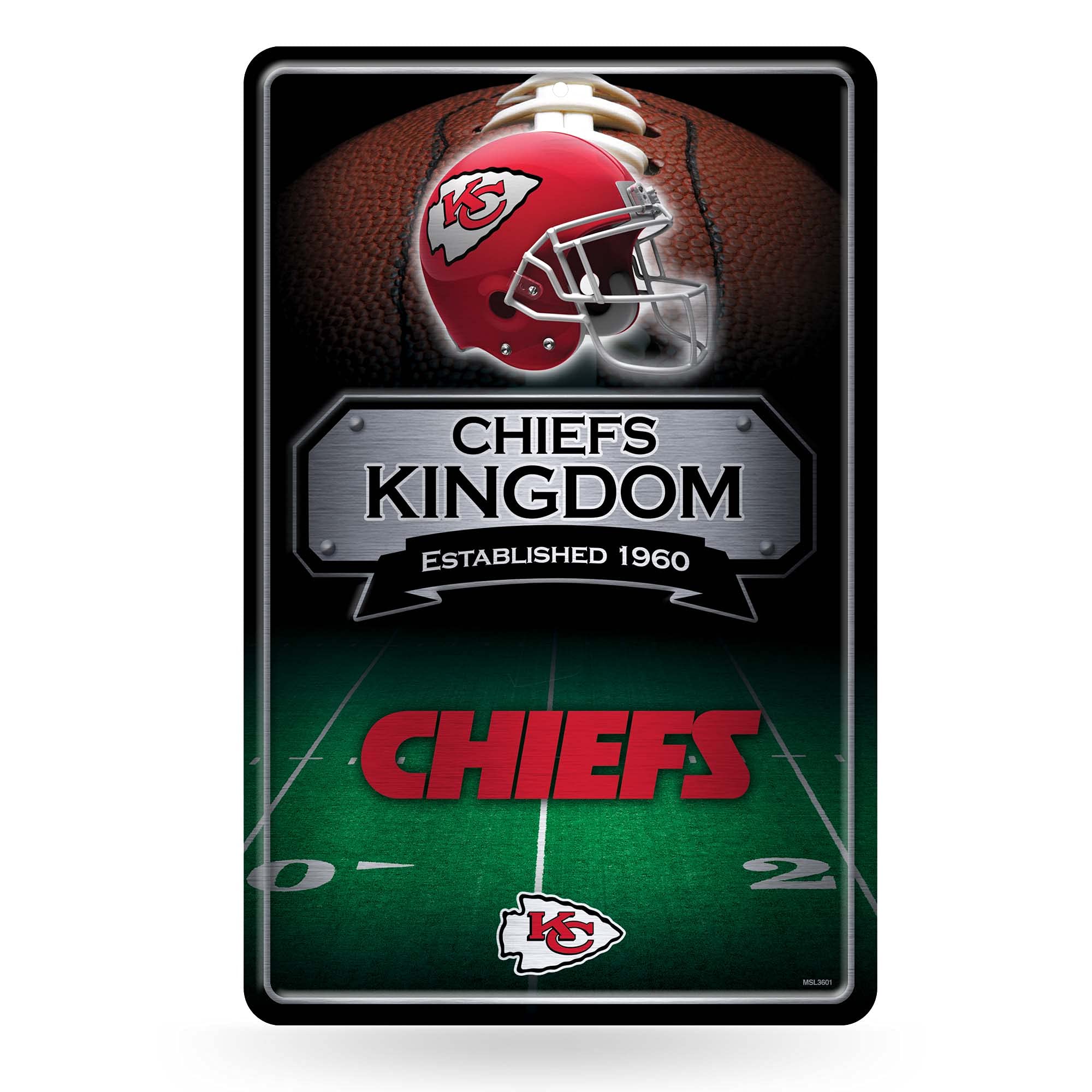 Rico Industries NFL Kansas City Chiefs Large Metal Sign 11 x 17 Large Metal Home D  cor Sign