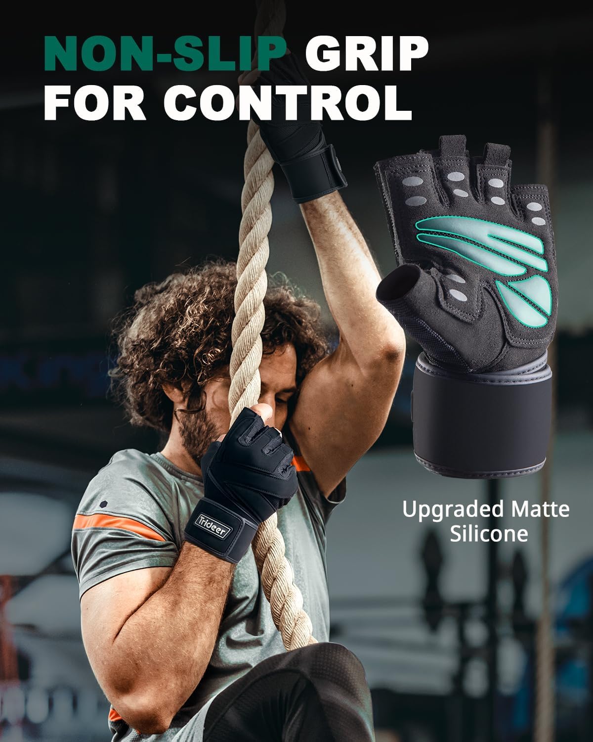 Trideer Padded Workout Gloves For Men - Gym Weight Lifting Gloves With Wrist Wrap Support, Full Palm Protection & Extra Grips Fo