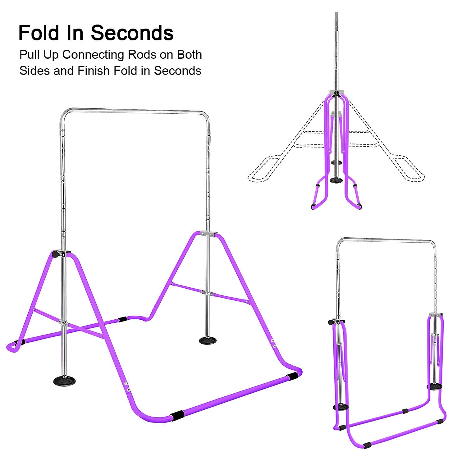 Fbsport Gymnastics Bar For Kids,Adjustable Height Gymnastic Horizontal Bars,Junior Training Bar Children Folding Training Monkey