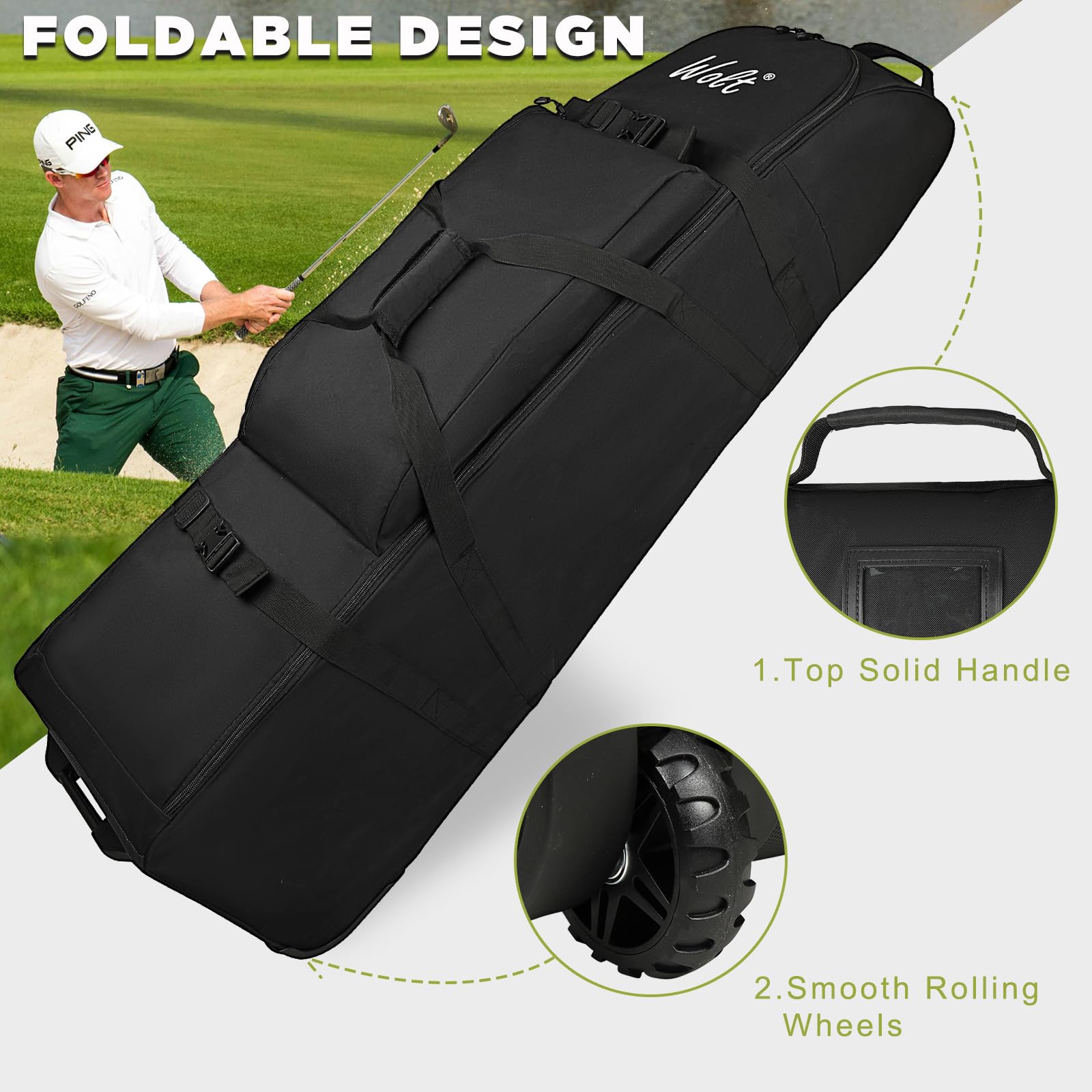 Wolt  Golf Travel Bag With Anti-Impact Support System - Soft Padded Golf Travel Case For Airlines, 900D Heavy Duty Oxford Fabric