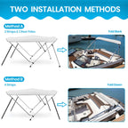 Naviskin White 4 Bow 8L X 54 H X 91-96 W Bimini Top Cover Includes Mounting Hardwares,Storage Boot With 1 Inch Aluminum Frame