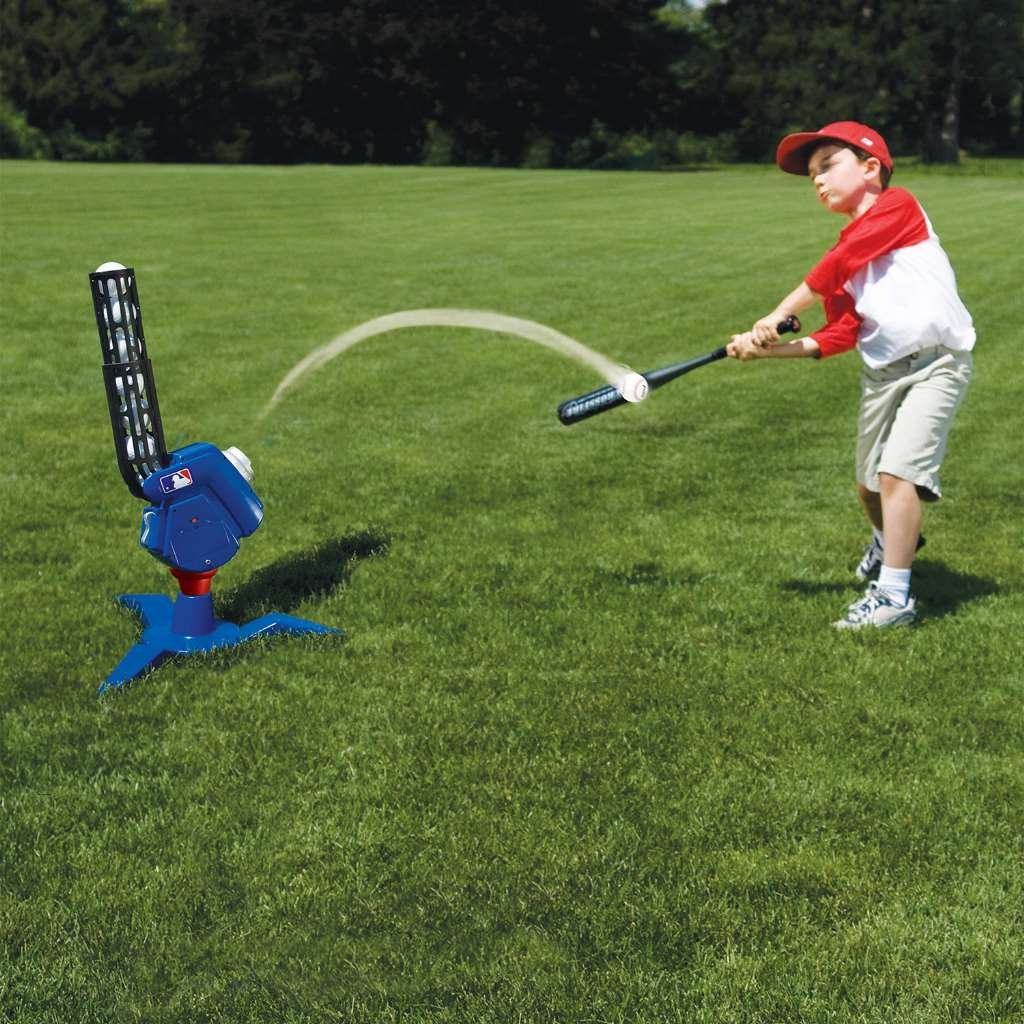 Franklin Sports Baseball Pitching Machine - Adjustable Baseball Hitting & Fielding Practice Machine For Kids - With 6 Baseballs
