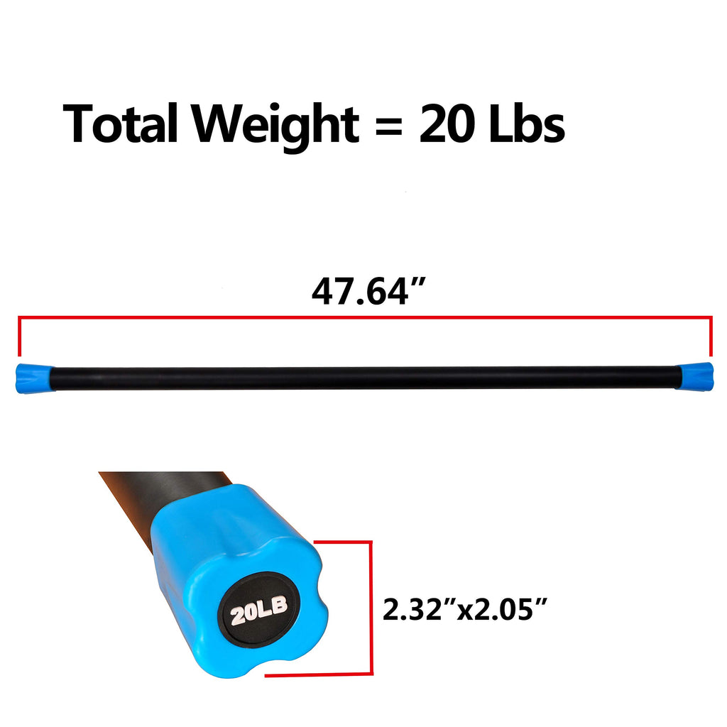 Signature Fitness Total Body Workout Weighted Bar Weighted Workout Bar Weighted Exercise Bar, 20-Pound