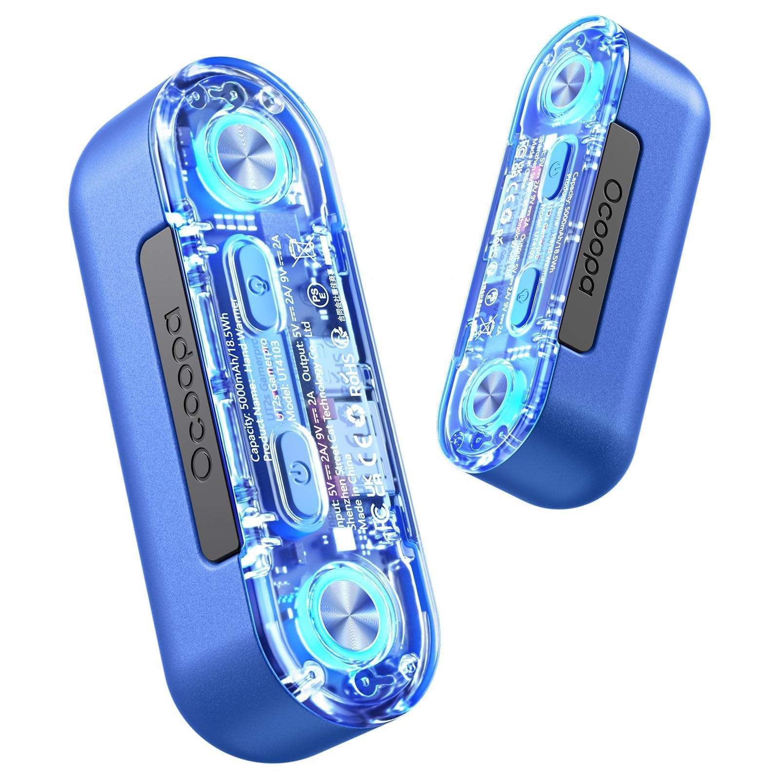 Ocoopa Magnetic Rechargeable Hand Warmers 2 Pack With 18W Fast Charging And Changing Seven Color Rgb Lights 10,000 Mah Portable 