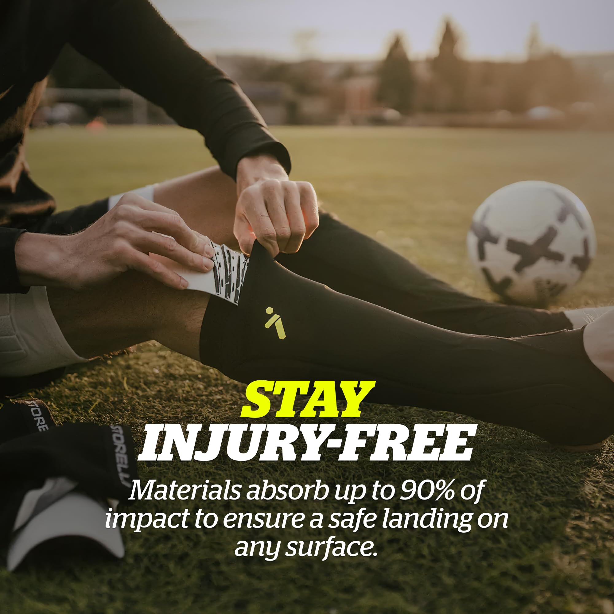 Storelli Bodyshield Leg Guards  Protective Soccer Shin Guard Holders  Enhanced Lower Leg And Ankle Protection  Youth Medium  Bla