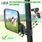 10L0L Golf Cart Mirror No Drilling Side Mirrors Universal For Club Car, Ezgo,Yamaha, Folding Side Rear View Mirrors Adjustable 1