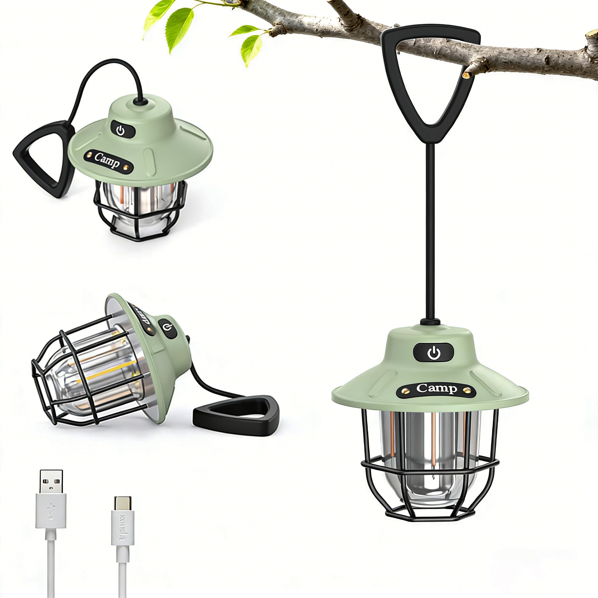 Camping Lantern Rechargeable,1200 Lumens LED Tent Light with 4 Light Modes, USB Portable Outdoor Flashlight for Camping, Hiking,