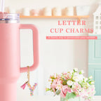 Letter Charm Accessories for Stanley Cup 1 PCS Cute Initial Keychain Handle Charm for Stanley Tumbler for Women Pink Letter Y