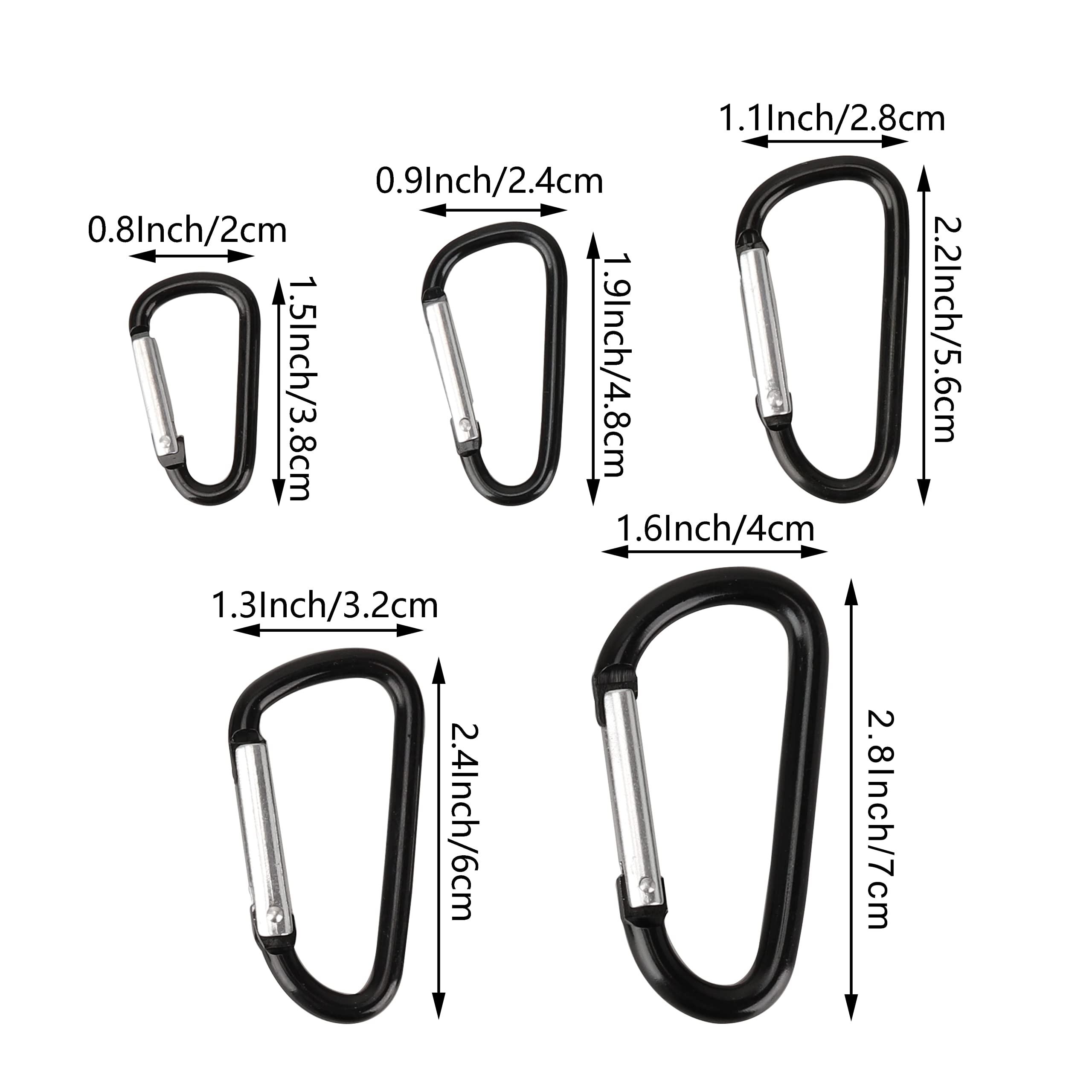 Swatom Aluminum Carabiner Clip 1.5 Carabiners Keychain Snap Hook Keyring(10 Pcs)