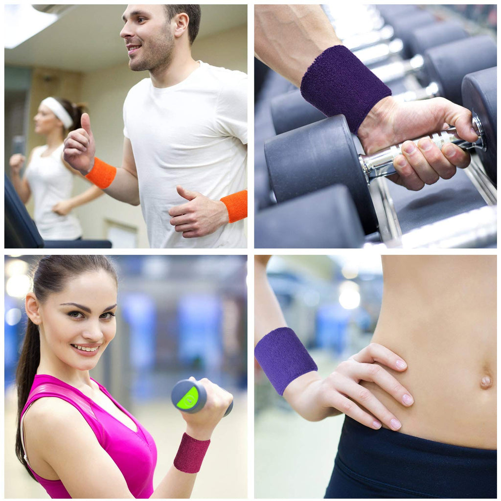 12 Pack Sweatbands Sports Wristband Sweat Band For Men And Women, Good For Tennis, Basketball, Running, Gym, Working Out (Multic