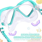 Seago Kids Swim Goggles With Nose Cover Snorkel Mask Scuba Diving Swim Mask Anti-Fog Tempered Glass, Panoramic Clear View Silico