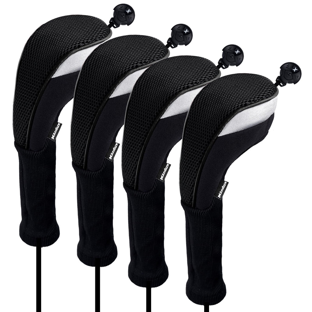 Andux 4Pcs/Pack Long Neck Golf Hybrid Club Head Covers Dial No. Tag Ctmt-02 Black