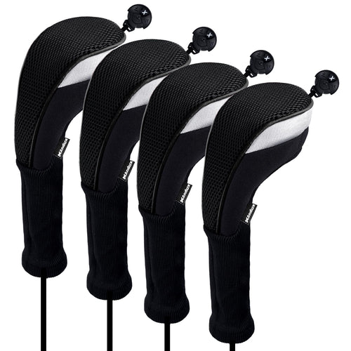 Andux 4Pcs/Pack Long Neck Golf Hybrid Club Head Covers Dial No. Tag Ctmt-02 Black