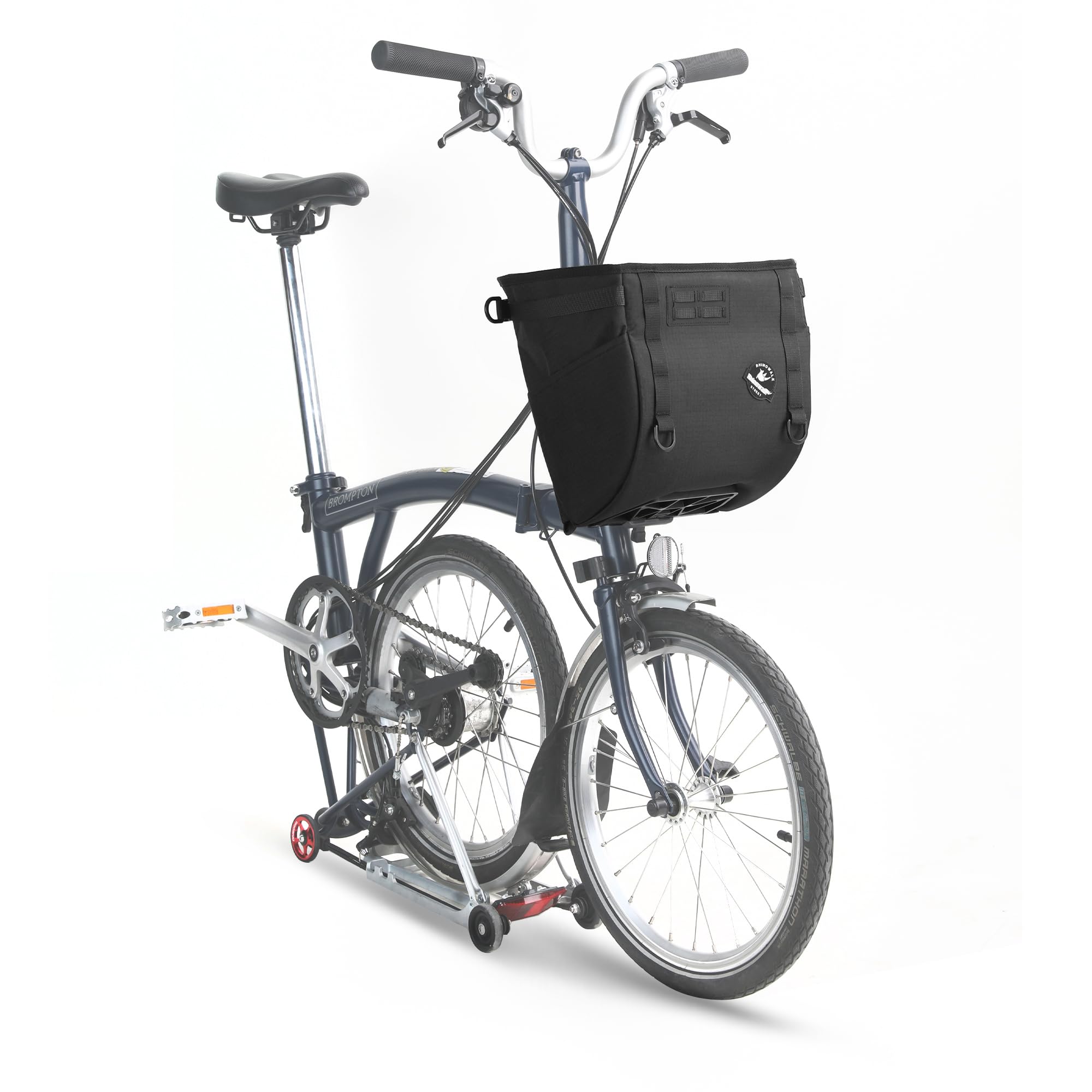 Rhinowalk Folding Bike Front Basket Bag for Brompton & Dahon, Quick Release Frame Support, Large Capacity Bicycle Basket with La