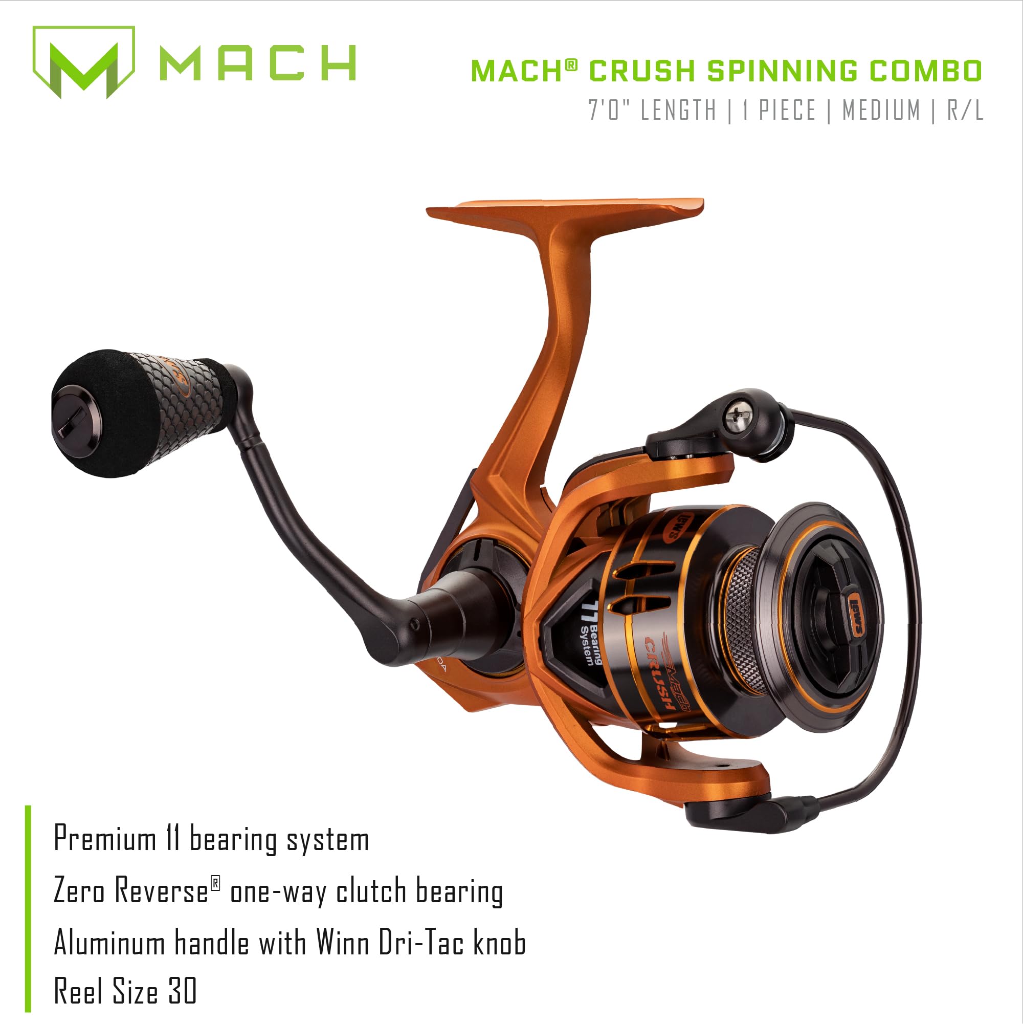 Lew'S Mach Crush 30 Spin 7' Med Fast Spin Combo, Orange, One Size (Mcr30A70Mfs)