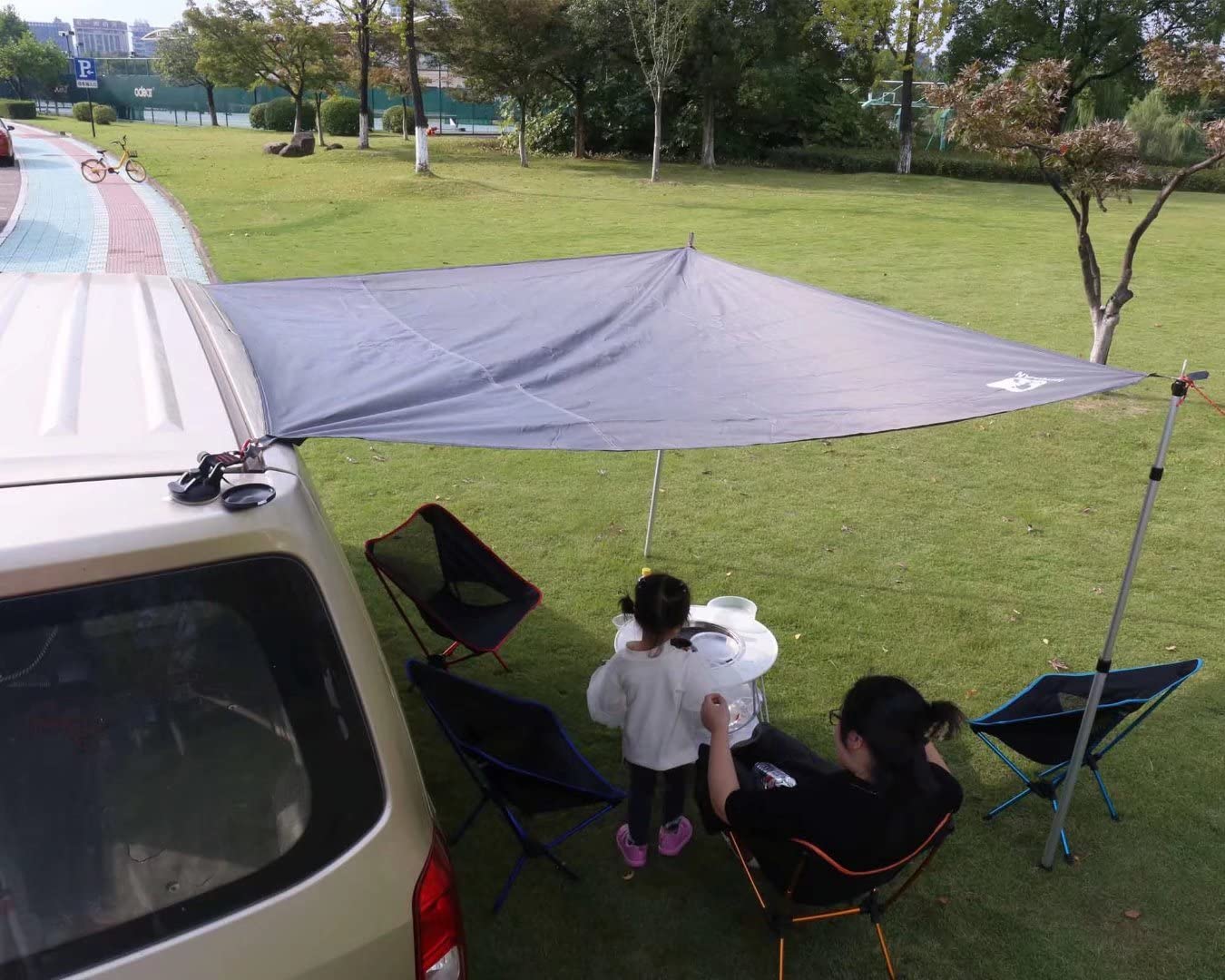 Hikeman Waterproof Camping Tarp Portable Tent Footprint With Drawstring Bag Ground Cloth For Outdoor Hiking Picnic (Grey 83X71)