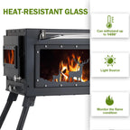 Womeyork Outdoor Camping Stove, Portable Wood Burning Stove With Chimney Pipe For Tent, Shelter, Heating And Cooking (Black-Larg