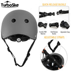 Turboske Skateboard Helmet, Bmx Helmet, Multi-Sport Helmet, Bike Helmet For Kids, Youth, Men, Women (Gray, S/M (20.5''-22.8''))