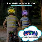 Kids Bike Helmet With Led Display, Size Adjustable Smart Bicycle Helmet With Remote Control, 63 Patterns, 11 Air Vents, For Skat